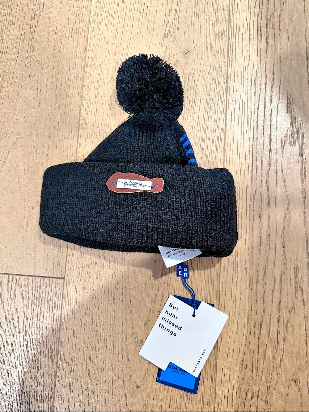 ADER ERROR Ribbed Pom-Pom Beanie Hat Black - NWT
